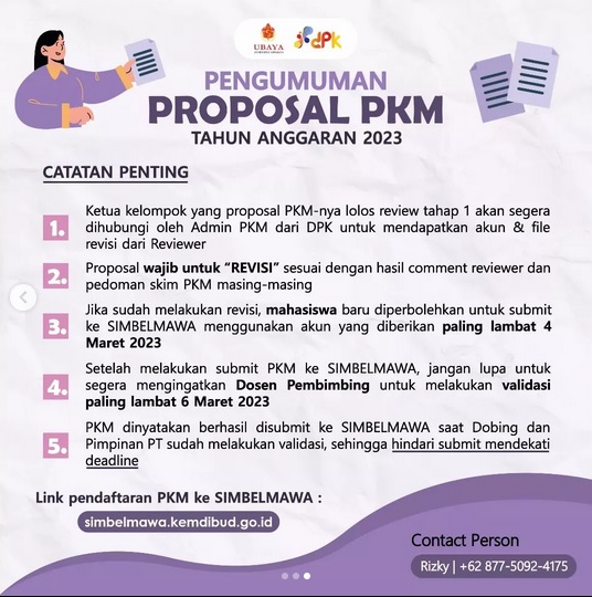 Pengumuman Proposal Pkm Direktorat Pengembangan Kemahasiswaan